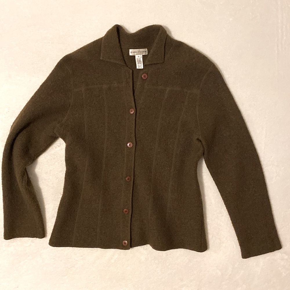 Vintage 100% Wool Evan-Picone Jacket. Pine Green w/Brown Buttons. XL-fits like L - Picture 4 of 13